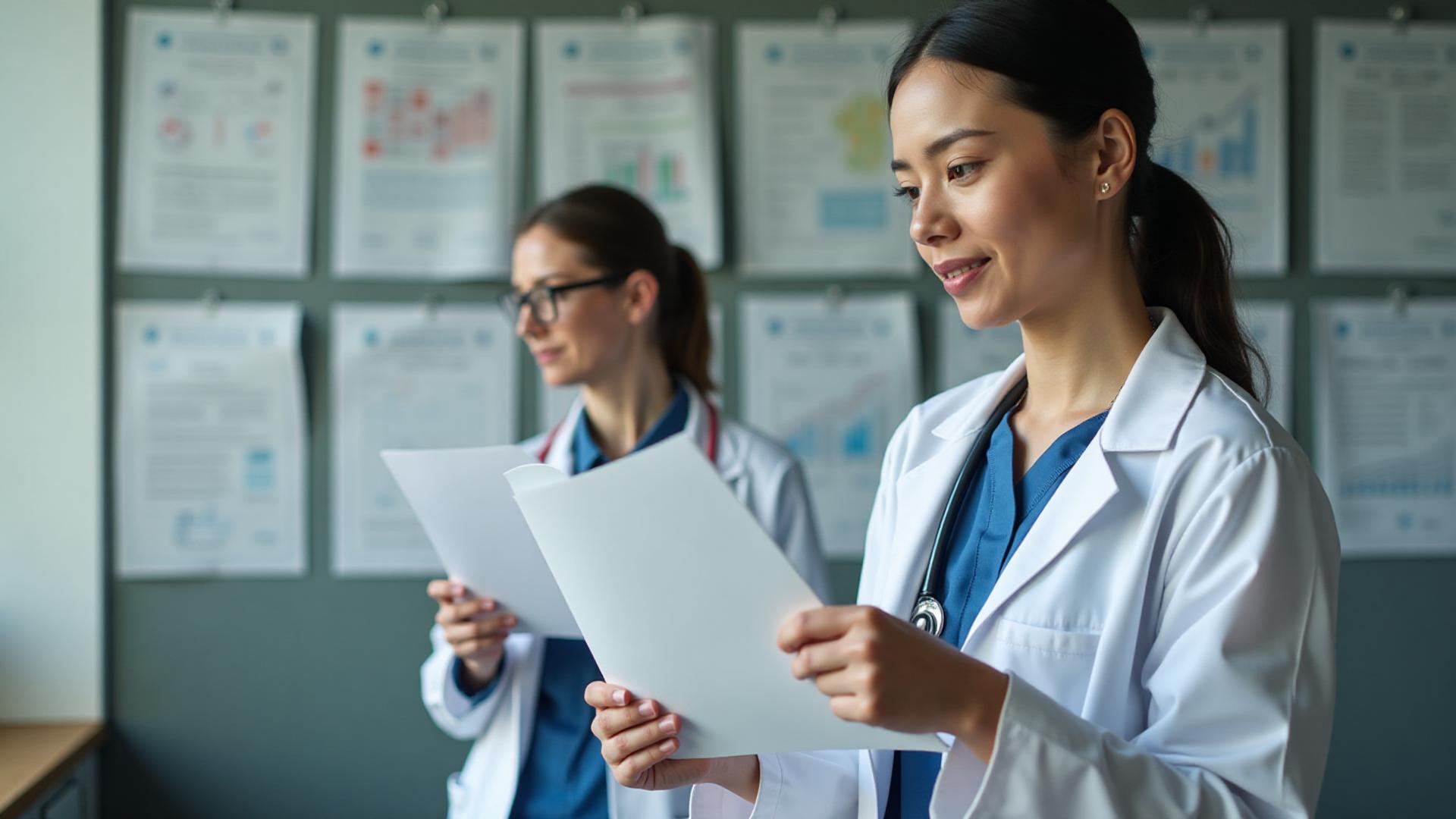Medical compliance specialist reviewing regulatory documentation