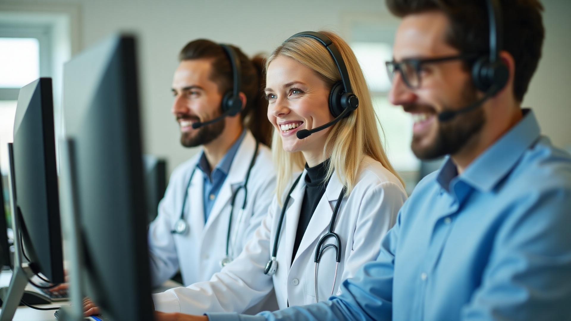 Professional medical support team providing technical assistance